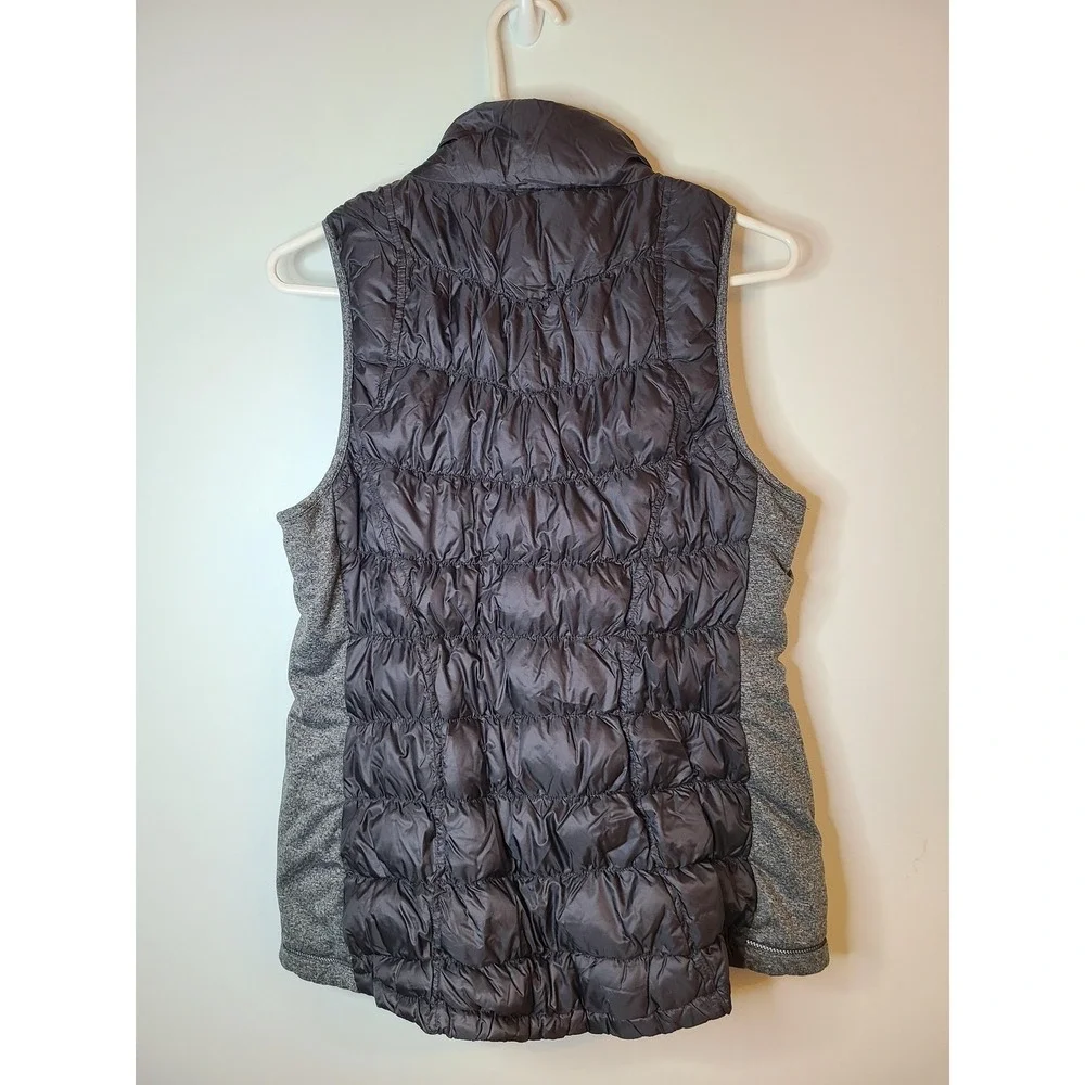 Tangerine Puffy‎ Vest Wm Med Gray Down Lightweight Full Zip Stretch Side Panel